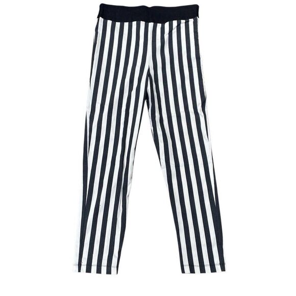 Unique Vintage Pants - Unique Vintage Black And White Striped Cigarette Pants Size XL/14 80’s Glam rock
